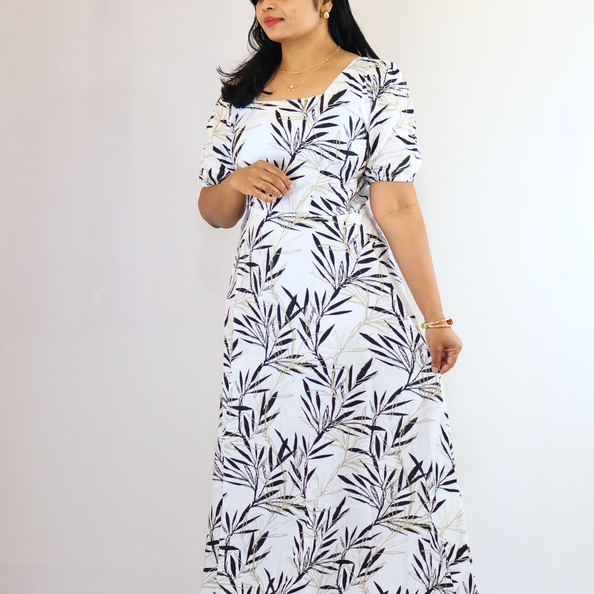 Shadow bloom long dress